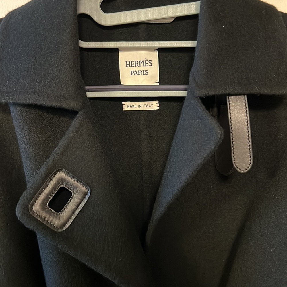 Hermes black double cashmere coat - Picture 4 of 12